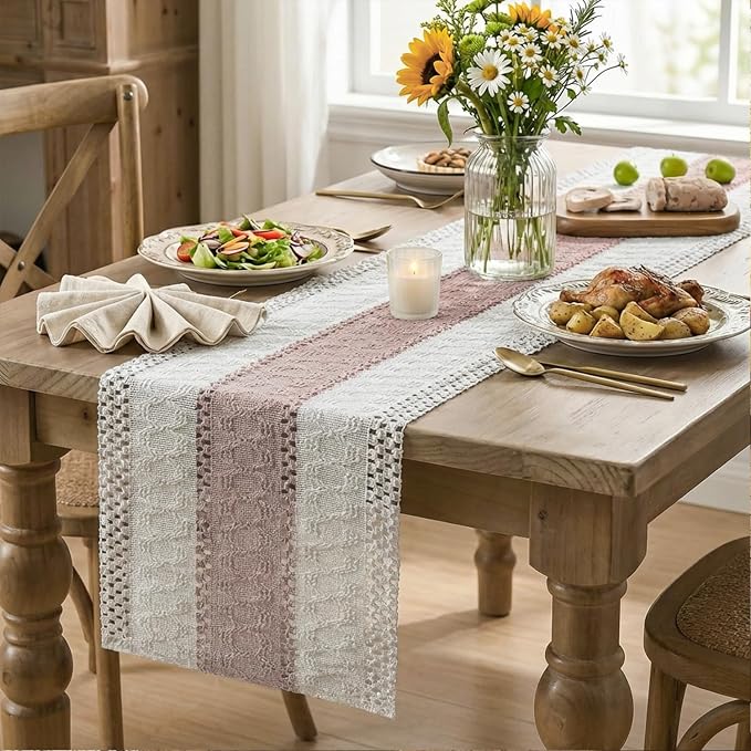 Artoid Mode Pink Farmhouse Rustic Table Runner 12x90 Inch | Seasonal Holiday - Image 5