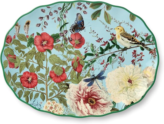Flora Ceramic Oval Platter – 14" x 10" Large Decorative Serving Dish by CERTIFIEDINTERNATIONAL