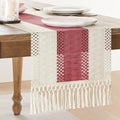 Macrame Style Bicolor Stitching Table Runner 14x108in Dusty Rose | Woven Boho by ZEEMARTONLINE