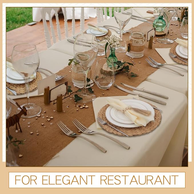 Gejoy 18 Pcs Boho Woven Placemats Wood Bead Napkin Rings - Image 5
