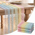 Artoid Mode 3-Pack Gold Gauze Table Runner 120 Inch 10FT, Rainbow Glitter by ArtoidMode