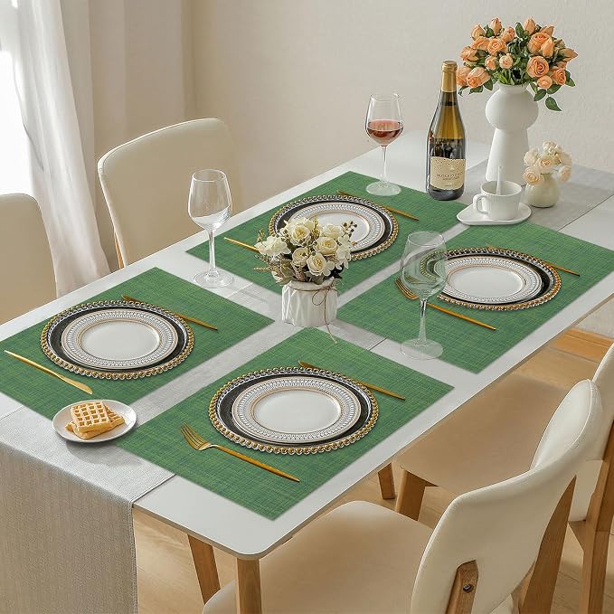 Vinyl Placemats Set of 6, PVC Woven Washable Non-Slip Table Mats, Heat - Image 7