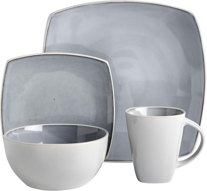 Gibson Elite Soho Lounge Square Reactive Glaze Stoneware Dinnerware Set - Image 2