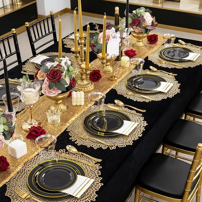 GATHER 350PCS Black Plastic Plates - Image 3