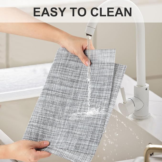 Vinyl Placemats Set of 8, PVC Woven Washable Non-Slip Table Mats, Heat - Image 3