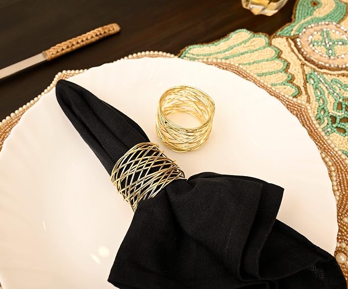 ALPHA Living HOME Gold Napkin Rings 12 Set of Premium 100% Metal, - Image 8
