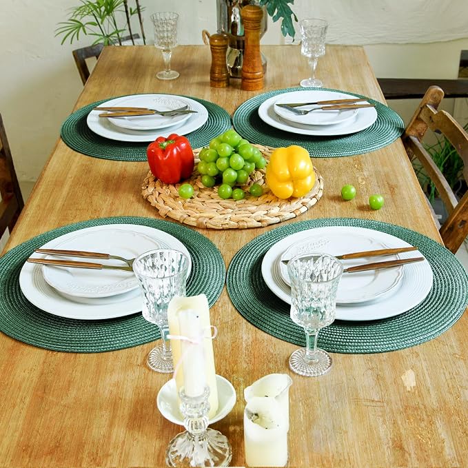 FunWheat Round Braided Placemats Set of 4 Table Mats - Image 6