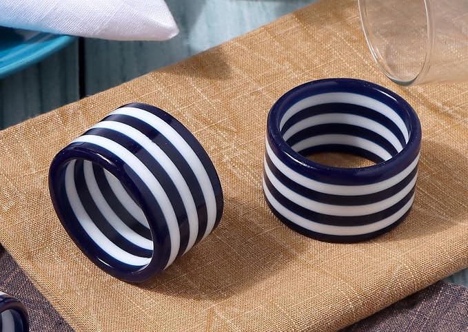 Navy Blue Epoxy Resin Napkin Rings Set of 12 | Premium epoxy resin, holiday - Image 4