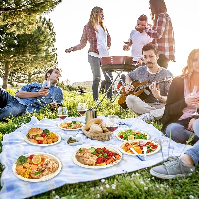 Vplus 100% Compostable Oval Paper Plates 12 inch 125 Pack, Disposable Paper - Image 7