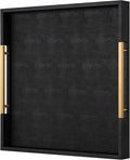 Black Faux Leather Decorative Serving Tray by SYYSY