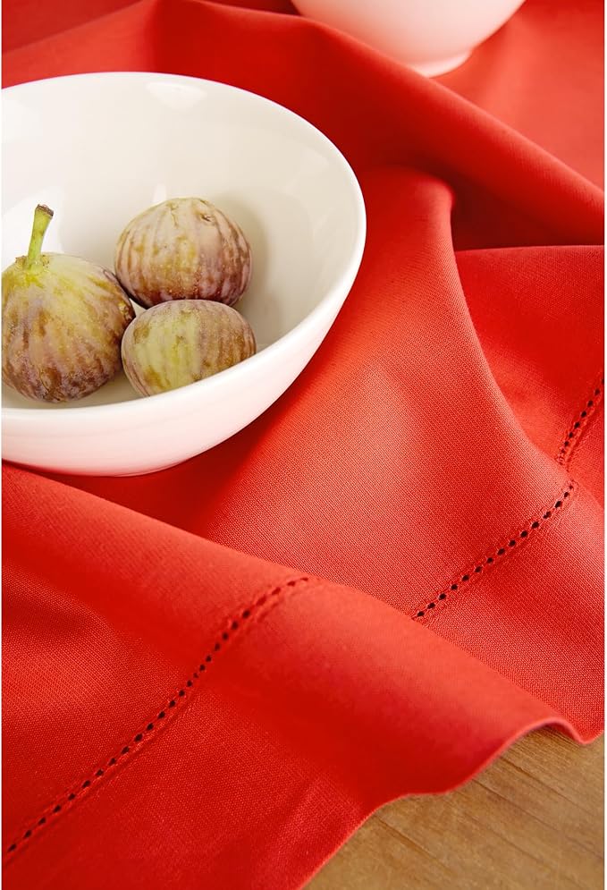 Solino Home Cotton Linen Dining Table Runner Poppy Red Woven, 14 x 48 in | - Image 8