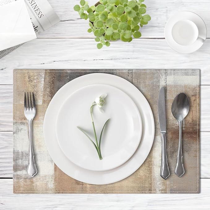 Emvency Farmhouse Placemats Set of 4, 12x18 Inch, Modern Abstract | Art - Image 4