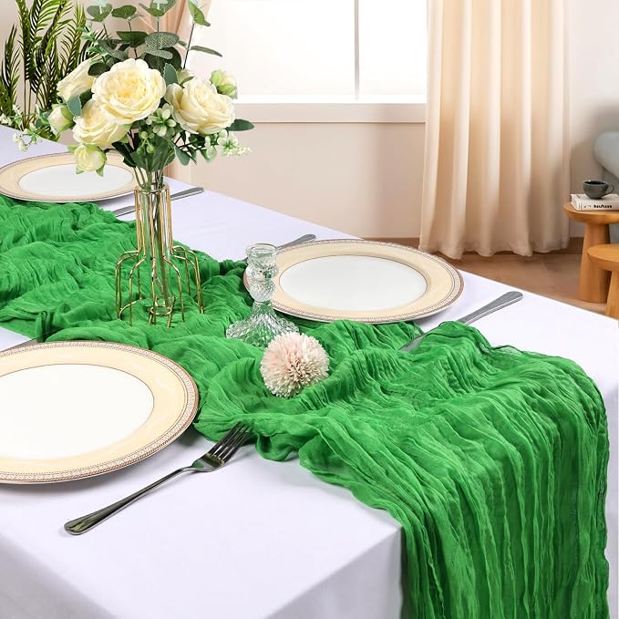 12 Pack 10Ft Green Cheesecloth Table Runner 23 x 120 Inch | Gauze Rustic Boho - Image 2