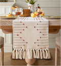 Caflife Boho Table Runner 13 x 48 Inch Long Natural Cotton Woven Runner by Caflife