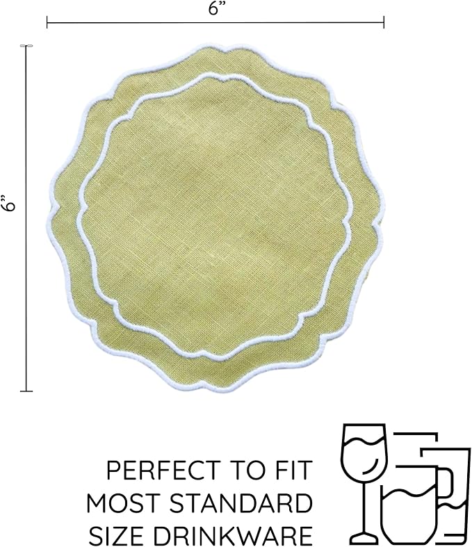Linen Coasters for Drinks Set of 6, Fabric Coasters - Image 3