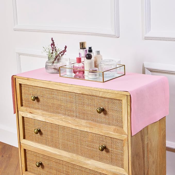 Solino Home 100% Pure Linen Table Runner Pink Lemonade, Fete 14 x 60 in | Table - Image 4