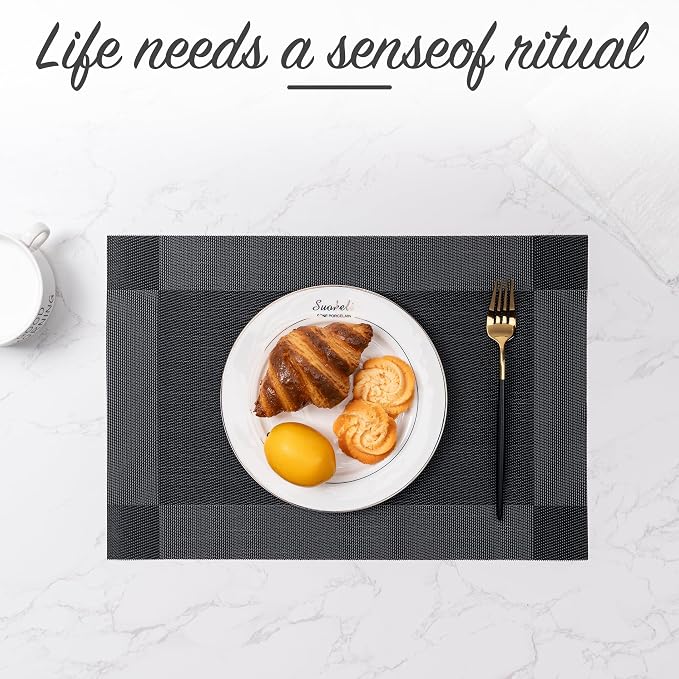Placemats Set of 6 Washable Indoor | Outdoor Vinyl Place Mats - Image 5