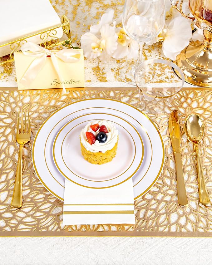 GATHER 350PCS Gold Plastic Plates - Image 7