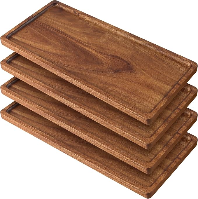 MUKCHAP 4 Pack Wood Serving Platters by MUKCHAP