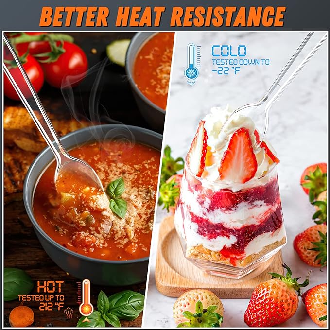 Dipoo 6.8" Clear Plastic Spoons Heavy Duty - Image 3