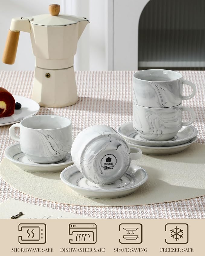 MALACASA 8 OZ Porcelain Espresso Cups - Image 4