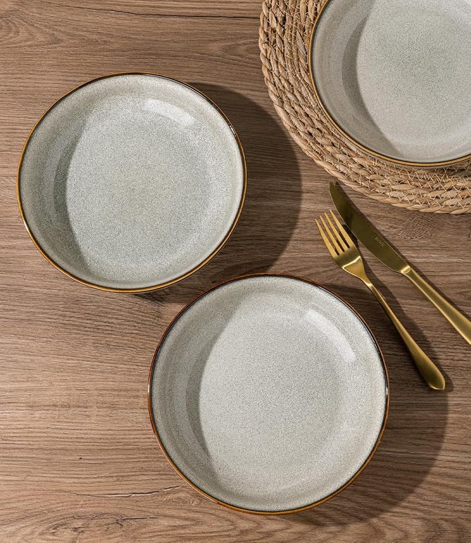 AmorArc 8.5’’ Ceramic Pasta Bowls Set of 4, 36oz Large Stoneware Bowls Set | - Image 2