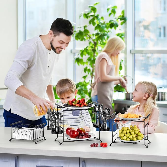 Sorbus® Buffet Caddy — 7-Piece Stackable Set Includes Plate, and Silverware - Image 2