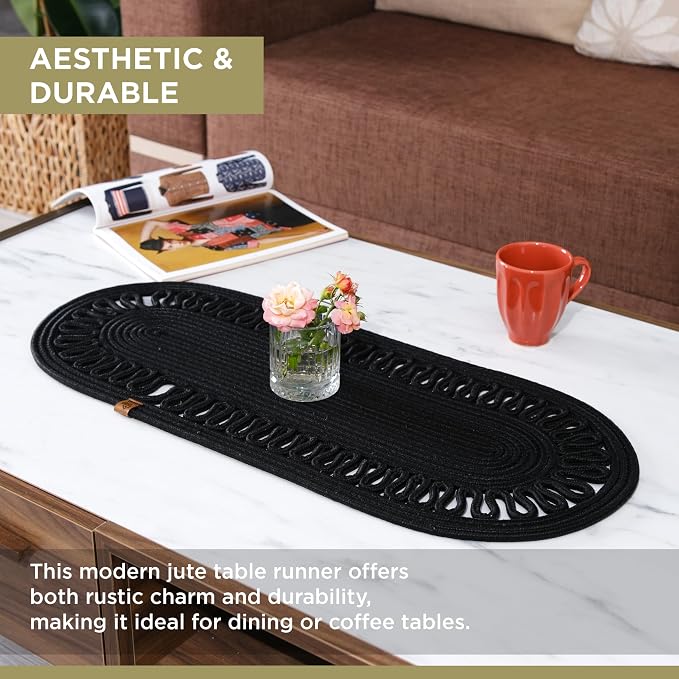 Oval Jute Table Runner | Woven Braided Dining Runner | Natural Textured Rattan - Image 4