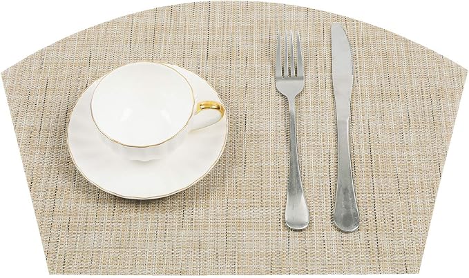 SHACOS Round Table Placemats Wedge Shaped Placemat Set of 4 Non Slip Heat - Image 2