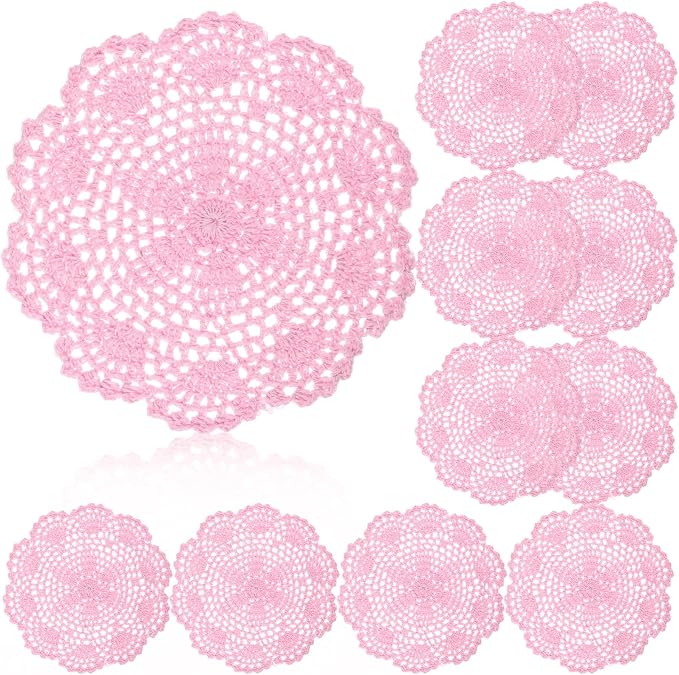 10 Pcs 8 Inch Cute Crochet Doilies Crochet Flower Coasters Handmade Cotton by Gandeer