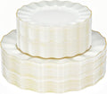 120PCS Ivory White Plastic Plates, Wavy Plates by QualQuot