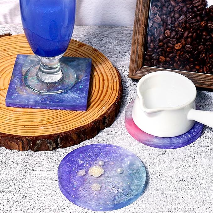 4 PCS Thickened Silicone Coaster Molds, Round & Square Epoxy Resin Molds | - Image 6