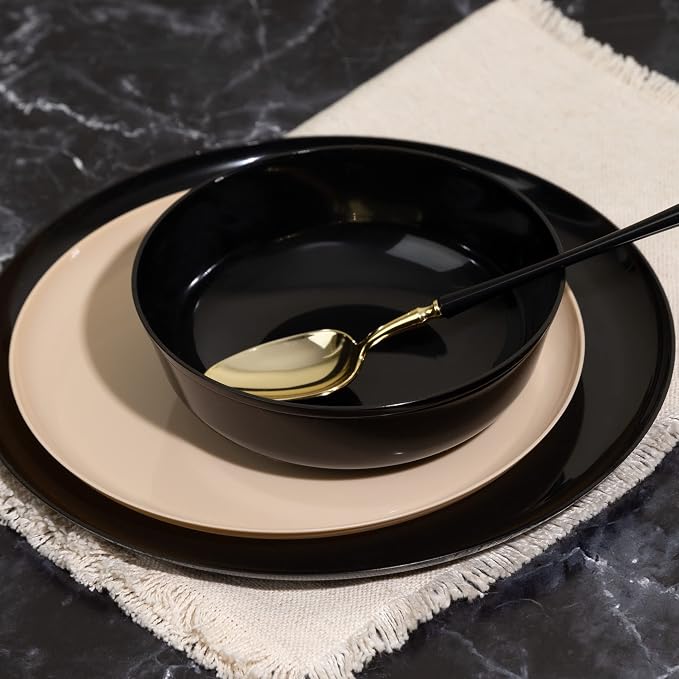 Edge Collection Black Plastic Party Bowls Premium heavyweight Elegant - Image 2