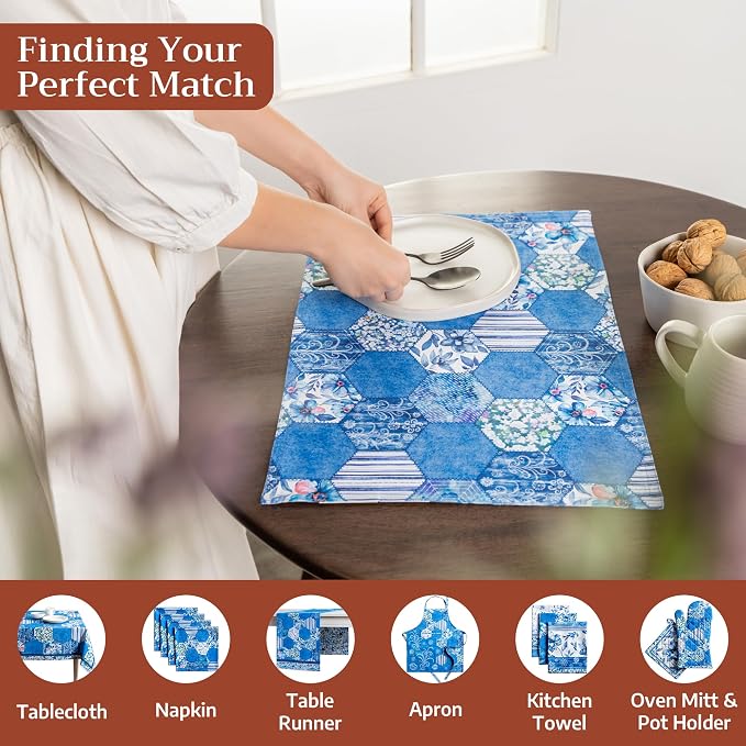 Maison d' Hermine Placemats Set of 4 Reusable 100% Cotton | Cloth Place Mats - Image 4