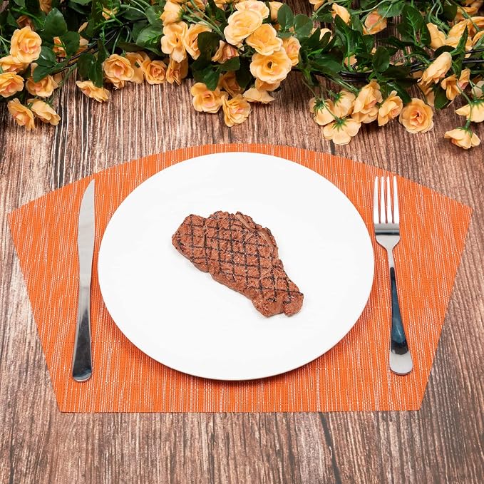 SHACOS Round Table Placemats Set of 4 Wedge Placemats Heat Resistant Woven - Image 6