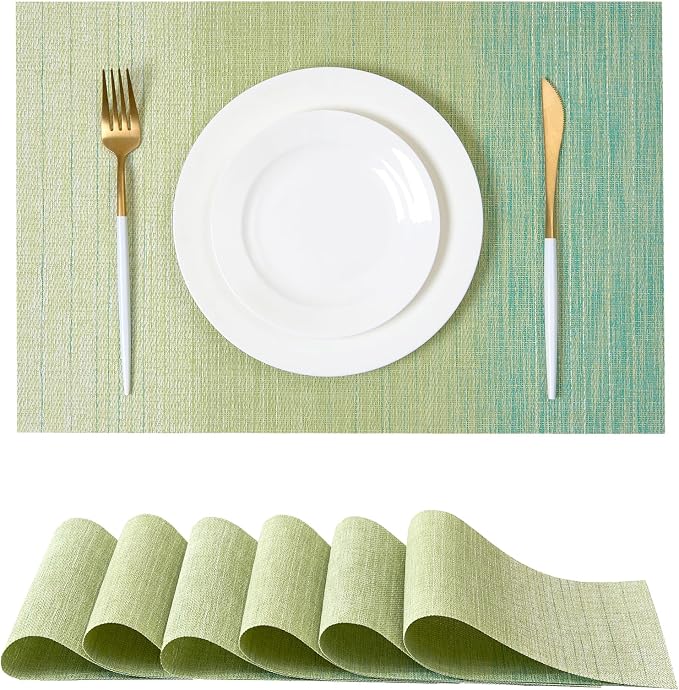 Leetaltree Gradient Green Woven Placemats Set of 6 by Leetaltree-ArtatEveryTable