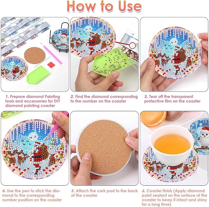Benjenes 8PCS Diamond Art Coasters Kit - Image 3