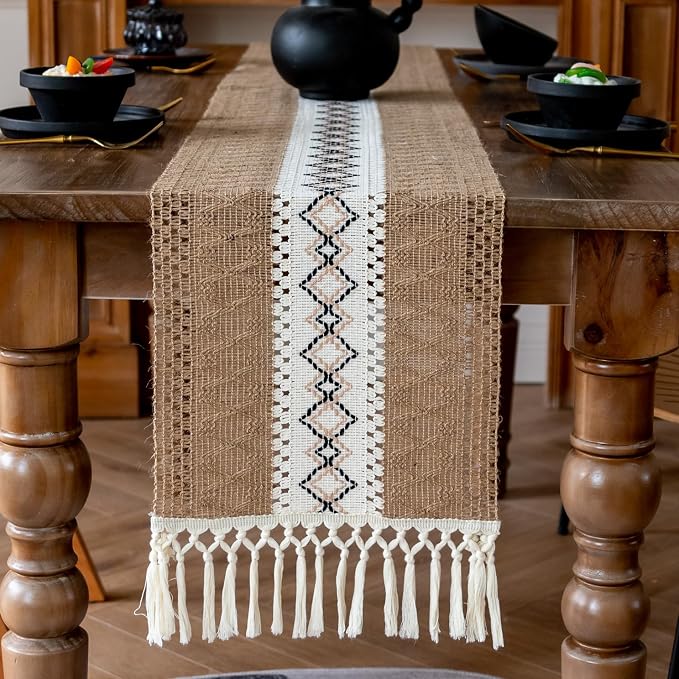 EMMTEEY Macrame Table Runner Boho Style 94 Inches Long, Scratch & Heat Resistant - Image 5