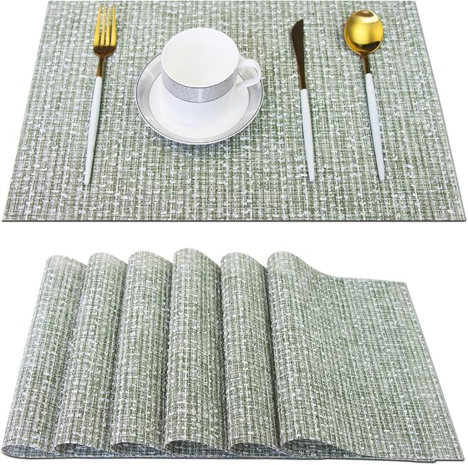 PIGCHCY Elegant Placemats Set of 6 Blended Woven Heat Resistant Durable by PIGCHCY