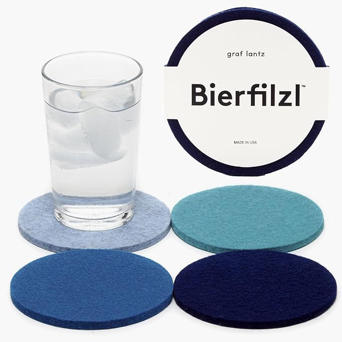 Graf Lantz - Bierfilzl Merino Wool Round Coasters Set of 4 - Ocean - Absorbs by GrafLantz