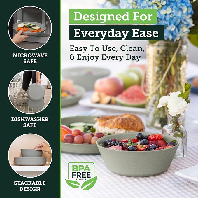 Grow Forward Premium Wheat Straw Plates and Bowls Sets - Image 4