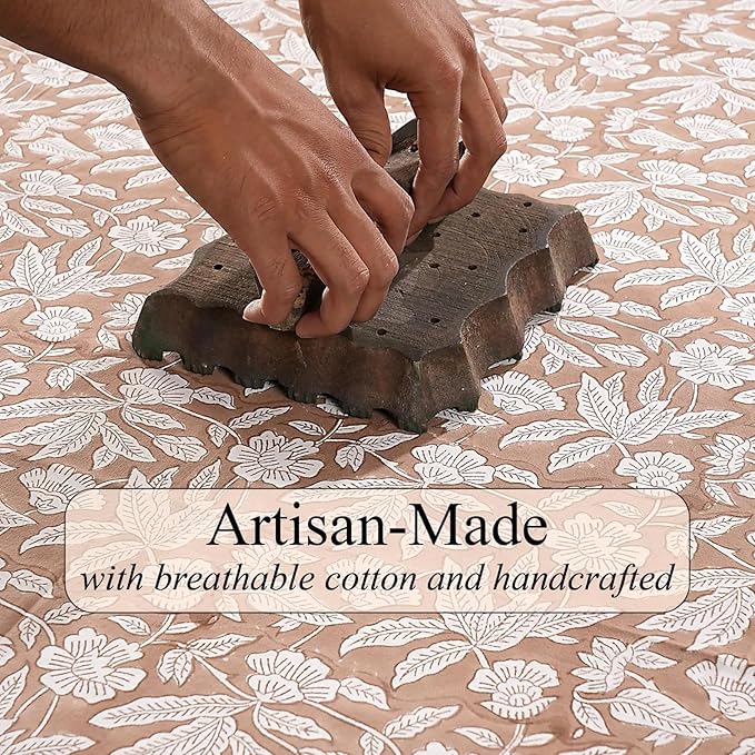 Oak Brown Hand Block Print 100% Cotton Reusable Table Runner 16" X 90" Inches - Image 3