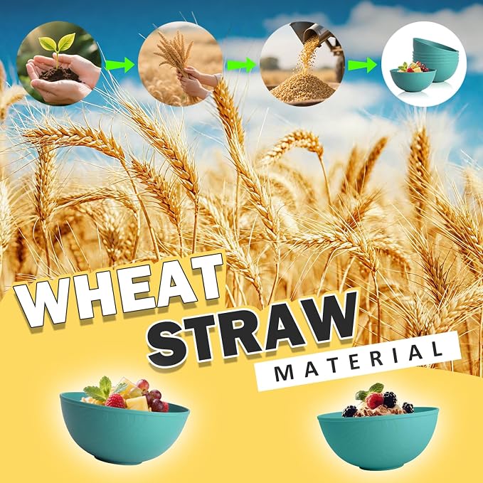 40 OZ Wheat Straw Bowl Sets, Microwave & Dishwasher Safe, Kitchen Bowl Set - Image 6