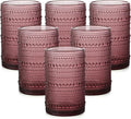 ZMOWIPDL Drinking Glasses Set of 6, 15 oz Purple Hobnail Glass Cups | Vintage by ZMOWIPDL