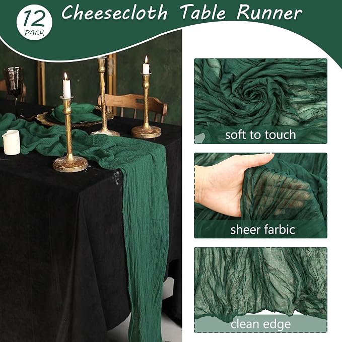 12 Pack 13Ft Cheesecloth Table Runner 35x157 Inch Boho Gauze Table Runner - Image 4