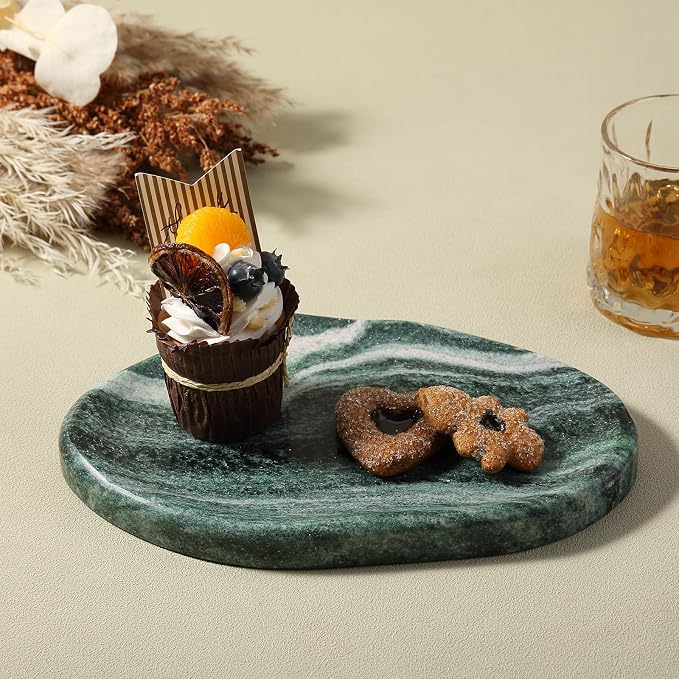 Green Marble Cloud Shape Vanity Tray, Serving Stone Key Tray - Image 6