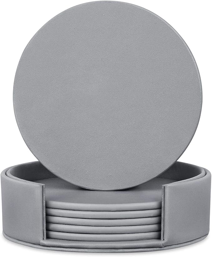 6 Pieces Grey Coasters, Coasters by Hoopoton