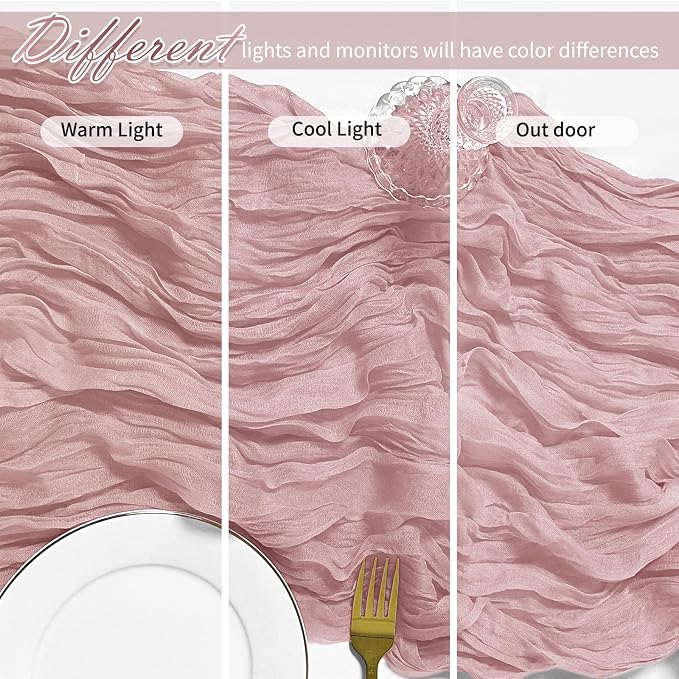 25 Pack Dusty Pink Cheesecloth Table Runner 17 x 108 Inch Gauze Table Runner - Image 4