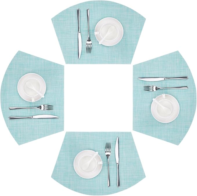 SHACOS Wedge Placemats Set of 4 Woven Vinyl Round Table Placemats Wipe Clean by SHACOS