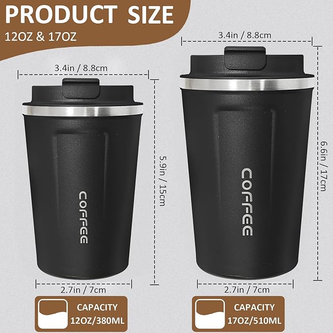 4 Pack Travel Coffee Mug 12oz Insulated Coffee Cup - Image 2
